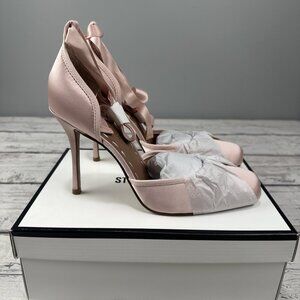 STEVE MADDEN LARINA Womens Ballerina Toe and Staps in Pink Satin